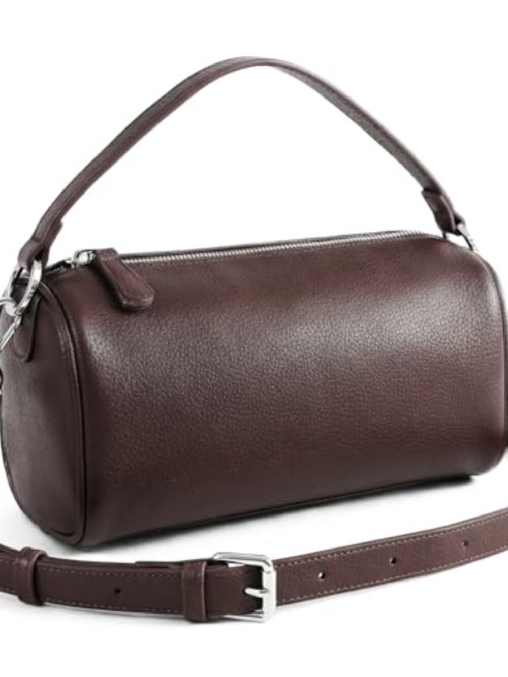 Vegan Leather Cylinder Crossbody Bag Adjustable Strap Shoulder Purse